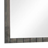 Benzara 44 Inch Rectangular Molded Wood Frame Mirror, Gray BM230386 Gray Solid Wood BM230386