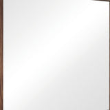 Benzara 44 Inch Rectangular Wood Frame Mirror, Brown BM230392 Brown Solid Wood BM230392