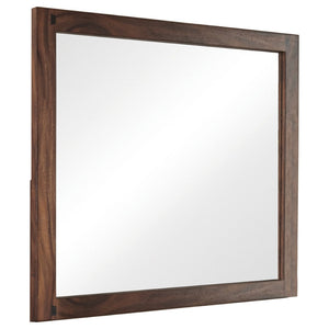 Benzara 44 Inch Rectangular Wood Frame Mirror, Brown BM230392 Brown Solid Wood BM230392