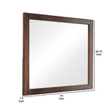 Benzara 44 Inch Rectangular Wood Frame Mirror, Brown BM230392 Brown Solid Wood BM230392