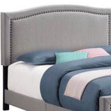 Benzara Fabric Upholstered Curved Design Full Bed, Gray BM230396 Gray Solid Wood, Fabric BM230396