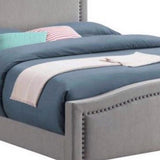 Benzara Fabric Upholstered Curved Design Full Bed, Gray BM230396 Gray Solid Wood, Fabric BM230396