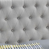 Benzara Fabric Upholstered Tufted Full Bed with Nailhead Trim, Gray BM230399 Gray Solid Wood, Fabric BM230399