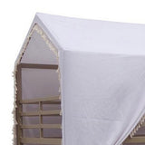 Benzara Twin Over Twin Canopy Bunk Bed with LED, Beige and Brown BM230402 Beige, Brown Metal, Fabric BM230402