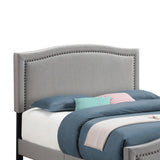 Benzara Fabric Upholstered Curved Design Eastern King Bed, Gray BM230403 Gray Solid Wood, Fabric BM230403