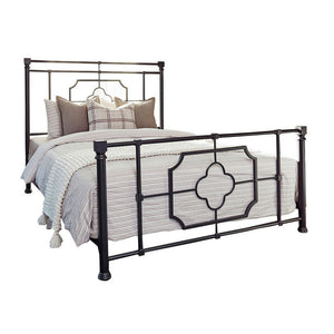 Benzara Open Frame Metal Tubular Queen Bed, Black BM230407 Black Metal BM230407