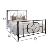 Benzara Open Frame Metal Tubular Queen Bed, Black BM230407 Black Metal BM230407