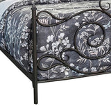 Benzara Open Frame Scroll Design Metal Queen Bed, Dark Bronze BM230408 Black Metal BM230408