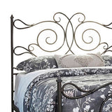 Benzara Open Frame Scroll Design Metal Queen Bed, Dark Bronze BM230408 Black Metal BM230408