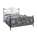 Open Frame Scroll Design Metal Queen Bed, Dark Bronze