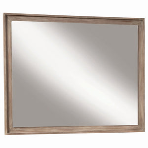 Benzara 46 Inch Transitional Rectangular Wood Frame Mirror, Brown BM230410 Brown Solid Wood, MDF BM230410