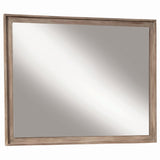 46 Inch Transitional Rectangular Wood Frame Mirror, Brown