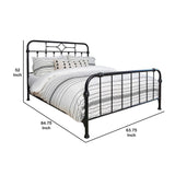 Benzara Open Tubular Frame Metal Queen Bed, Black BM230416 Black Metal BM230416