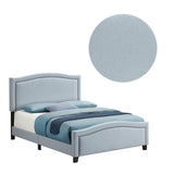 Benzara Fabric Upholstered Curved Design Queen Bed, Blue BM230417 Blue Solid Wood, Fabric BM230417