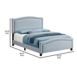 Benzara Fabric Upholstered Curved Design Queen Bed, Blue BM230417 Blue Solid Wood, Fabric BM230417