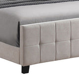 Benzara Grid Tufted Fabric Upholstered Queen Bed, Beige BM230420 Beige Solid Wood, Fabric BM230420