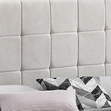 Benzara Grid Tufted Fabric Upholstered Queen Bed, Beige BM230420 Beige Solid Wood, Fabric BM230420