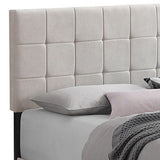 Benzara Grid Tufted Fabric Upholstered Queen Bed, Beige BM230420 Beige Solid Wood, Fabric BM230420