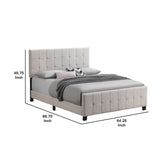 Benzara Grid Tufted Fabric Upholstered Queen Bed, Beige BM230420 Beige Solid Wood, Fabric BM230420