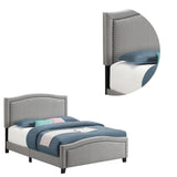 Benzara Fabric Upholstered Curved Design Queen Bed, Gray BM230421 Gray Solid Wood, Fabric BM230421