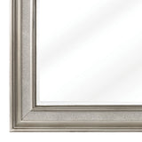 Benzara 46 Inch Wooden Frame Arched Mirror, Silver BM230423 Silver Solid Wood, Veneer BM230423