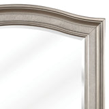 Benzara 46 Inch Wooden Frame Arched Mirror, Silver BM230423 Silver Solid Wood, Veneer BM230423