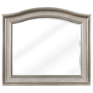 Benzara 46 Inch Wooden Frame Arched Mirror, Silver BM230423 Silver Solid Wood, Veneer BM230423