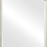 Benzara 36 Inch Wooden Frame Arched Vanity Mirror, Silver BM230424 Silver Solid Wood, MDF BM230424