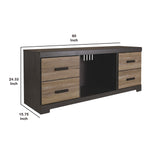 Benzara 63 Inches 2 Door Wooden TV Stand with Open Shelf, Brown and Gray BM230898 Gray and Brown Engineered Wood BM230898