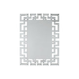 Benzara 47 Inches Greek Key Design Accent Mirror, Silver BM230905 Silver Glass and Mirror BM230905