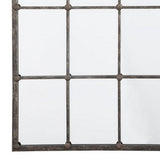 Benzara Arched Window Pane Metal Accent Mirror, Bronze BM230910 Bronze Metal and Mirror BM230910