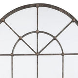 Benzara Arched Window Pane Metal Accent Mirror, Bronze BM230910 Bronze Metal and Mirror BM230910