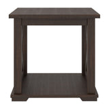 Benzara 22 Inches Rough Hewn Saw Wooden End Table with X Side Panels, Brown BM230912 Brown Engineered Wood and Laminate BM230912