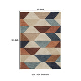 Benzara 84 x 60 Hand Tufted Woolen Rug with Hexagon Print, Multicolor BM230918 Multicolor Fabric BM230918
