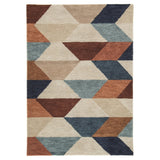 84 x 60 Hand Tufted Woolen Rug with Hexagon Print, Multicolor