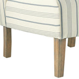 Benzara Stripe Print Fabric Padded Accent Chair, Cream and Blue BM230923 Cream and Blue Solid Wood and Fabric BM230923