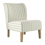 Stripe Print Fabric Padded Accent Chair, Cream and Blue