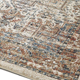 Benzara 84 x 63 Inches Polypropylene Rug with Medallion Print, Brown and Beige BM230930 Brown and Beige Fabric BM230930