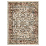 84 x 63 Inches Polypropylene Rug with Medallion Print, Brown and Beige