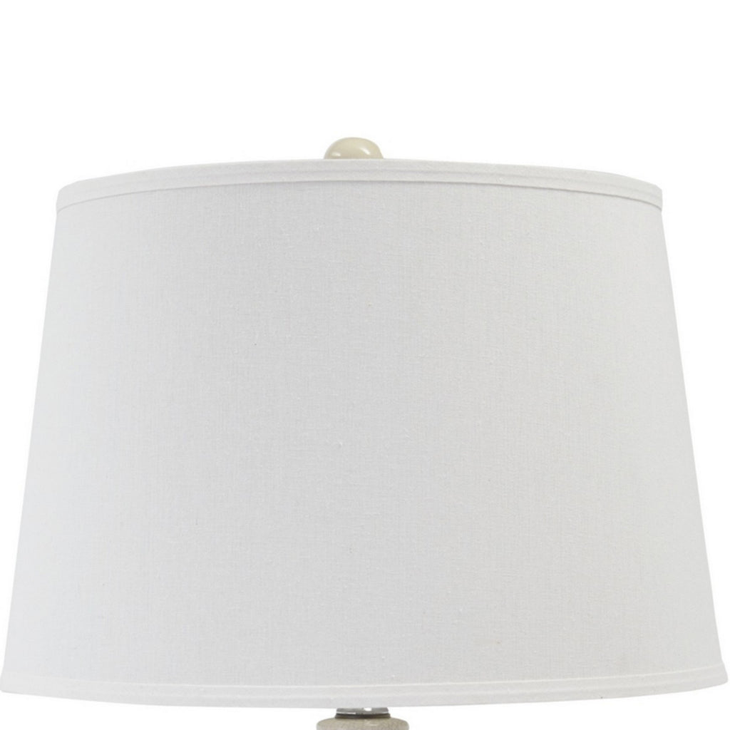 Benzara Hardback Shade Table Lamp with Double Gourd Ceramic Base, Cream BM230952 Cream Hardback and Ceramic BM230952