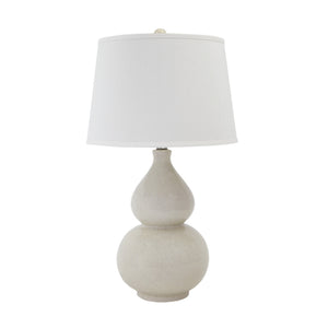 Benzara Hardback Shade Table Lamp with Double Gourd Ceramic Base, Cream BM230952 Cream Hardback and Ceramic BM230952