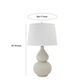 Benzara Hardback Shade Table Lamp with Double Gourd Ceramic Base, Cream BM230952 Cream Hardback and Ceramic BM230952
