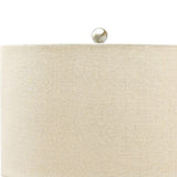 Benzara Speckled Ceramic Base Table Lamp with Drum Shade, Beige BM230969 Beige Ceramic and Fabric BM230969