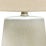 Benzara Speckled Ceramic Base Table Lamp with Drum Shade, Beige BM230969 Beige Ceramic and Fabric BM230969