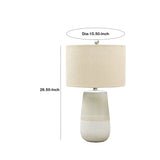 Benzara Speckled Ceramic Base Table Lamp with Drum Shade, Beige BM230969 Beige Ceramic and Fabric BM230969