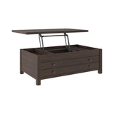 Benzara 17 Inch 1 Drawer Lift Top Wooden Cocktail Table, Brown BM231368 Brown Wood BM231368