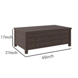 Benzara 17 Inch 1 Drawer Lift Top Wooden Cocktail Table, Brown BM231368 Brown Wood BM231368