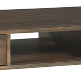 Benzara 17 Inch 2 Drawer Rectangular Wooden Cocktail Table, Brown BM231369 Brown Wood, Veneer BM231369