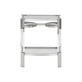 Benzara 26 Inch Metal and Acrylic Accent Table, Silver and Clear BM231375 Silver, Clear Acrylic, Metal, Glass BM231375