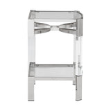 Benzara 26 Inch Metal and Acrylic Accent Table, Silver and Clear BM231375 Silver, Clear Acrylic, Metal, Glass BM231375